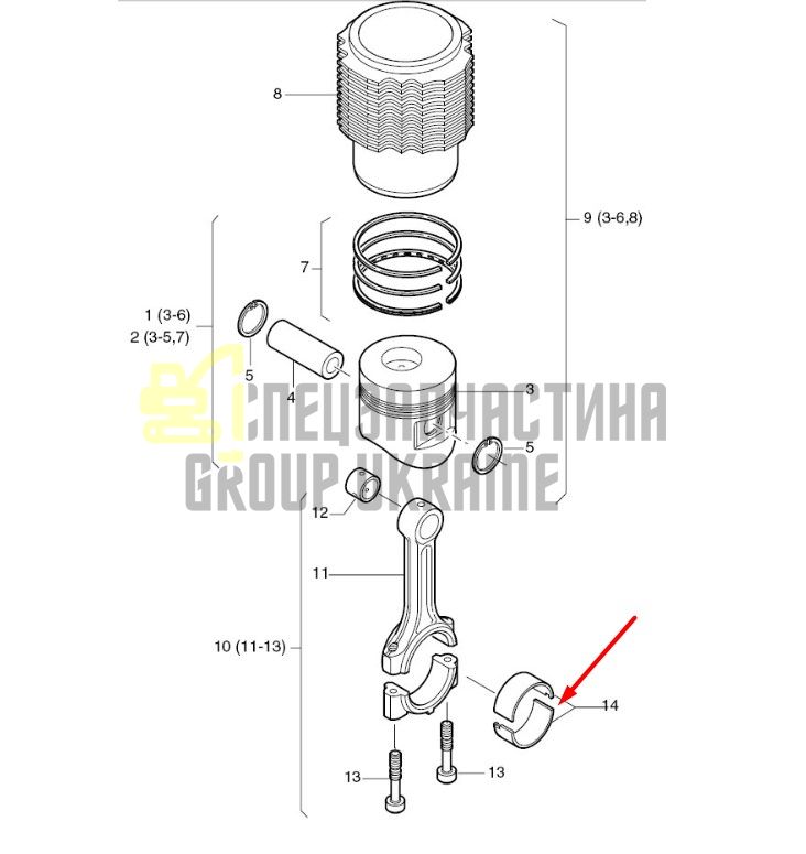 02251900 Шатунные вкладыши Hatz 1D60, 1D81, 1D90