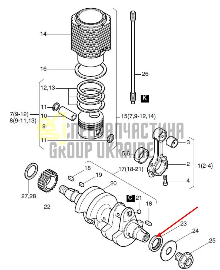 50603100 Сальник коленвала Hatz 2G30, 2G40