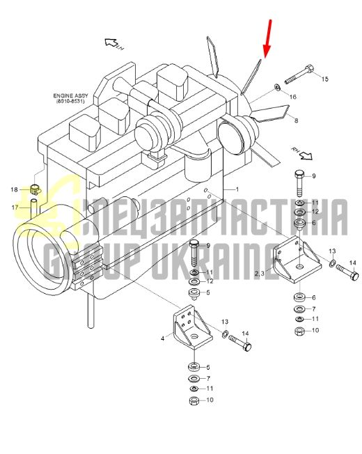Купить Hyundai 11E9-040200 Крыльчатка для R160LC-7, R170W-7,