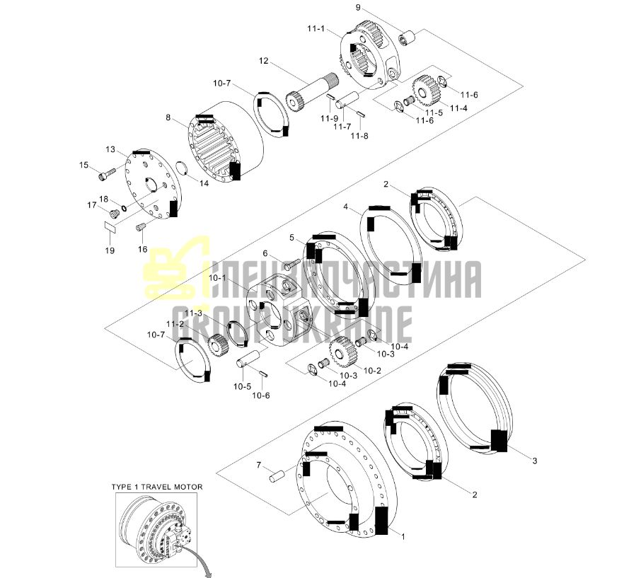 31Q6-40020 Редуктор хода Hyundai R220LC-9S