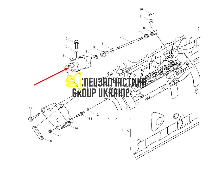 3864274 (1751-2467UIBIS5, 5270496, 34287-01300) Электромагнитный клапан (Соленоид) глушилка Cummins 24V QSB5.9, 6BT5.9