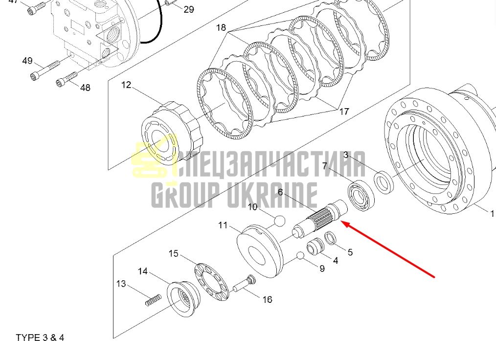 39Q4-41140 Вал гидромотора хода HYUNDAI R145