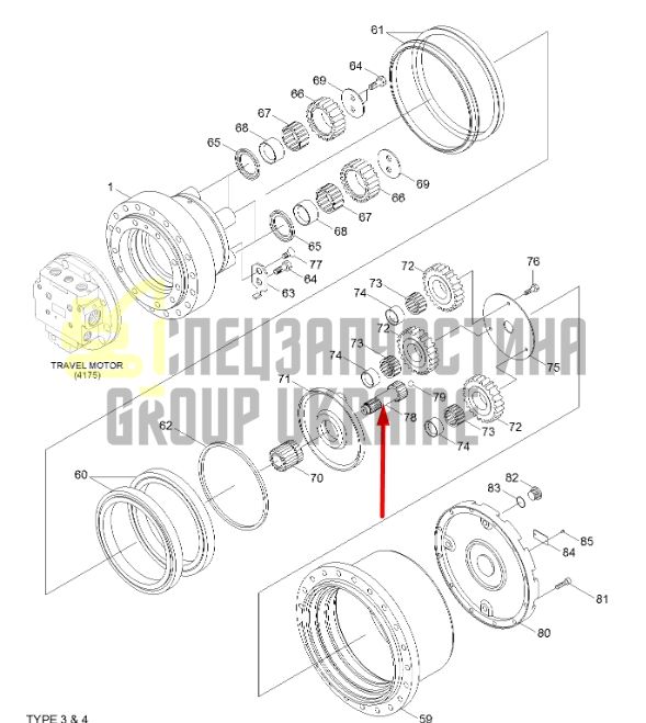 39Q4-42290 Вал главной передачи HYUNDAI HX140L