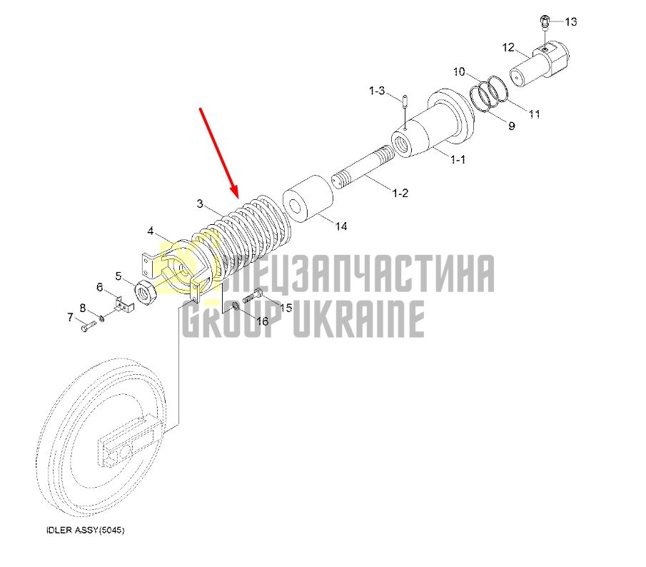 Hyundai 81QA.14015 (81QA-14014) Натяжитель гусеницы для R380LC-9