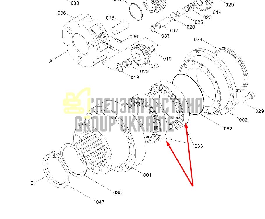 PAC6037 Подшипник бортового редуктора экскаватора Hyundai Robex R360LC, R380LC