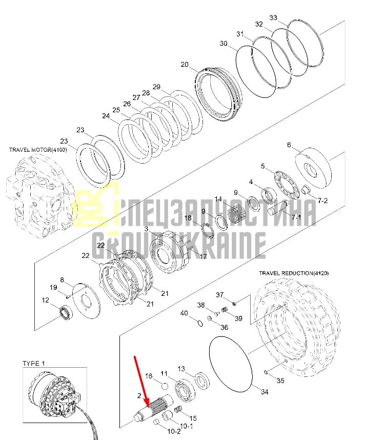 XJDG-00029 Вал редуктора хода Hyundai R110