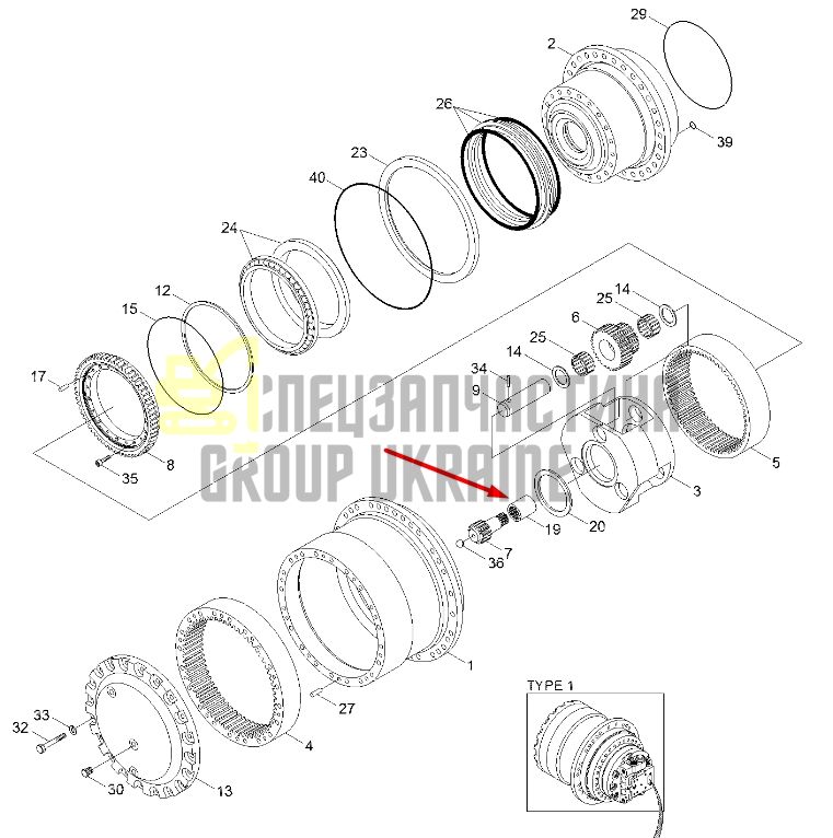 XKAH-00022 Переходная муфта привода Hyundai R210LC-7