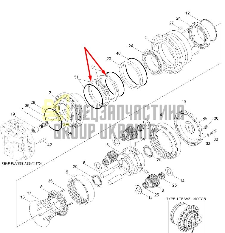 XKAH-00342 Сальник бортового редуктора HYUNDAI R160LC-7 даукон, уплотнение