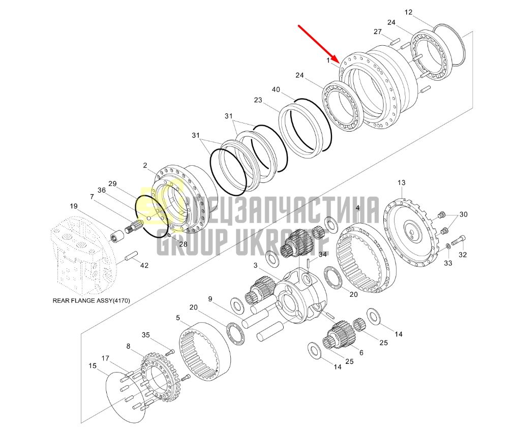 XKAH-00367 Редуктор хода Hyundai R140LC-7, R160LC