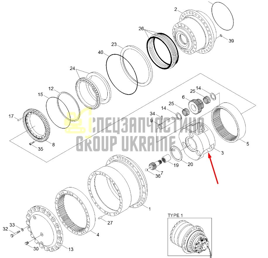 XKAH-00908 Планетарная передача редуктора HYUNDAI R140-7A