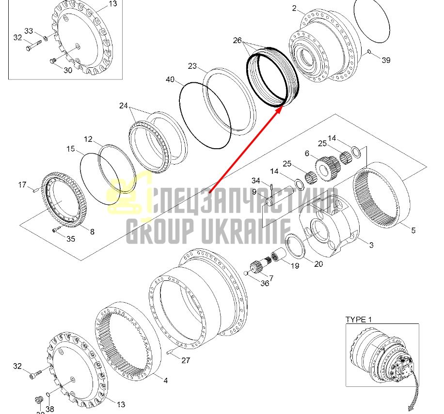 Сальник бортового редуктора XKAH-01675 HYUNDAI R250 LC даукон, уплотнение
