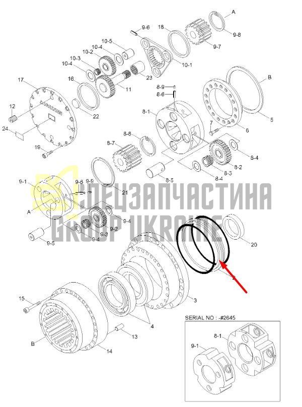 Сальник бортового редуктора XKAQ-00173 Hyundai R290LC-7 даукон, уплотнение