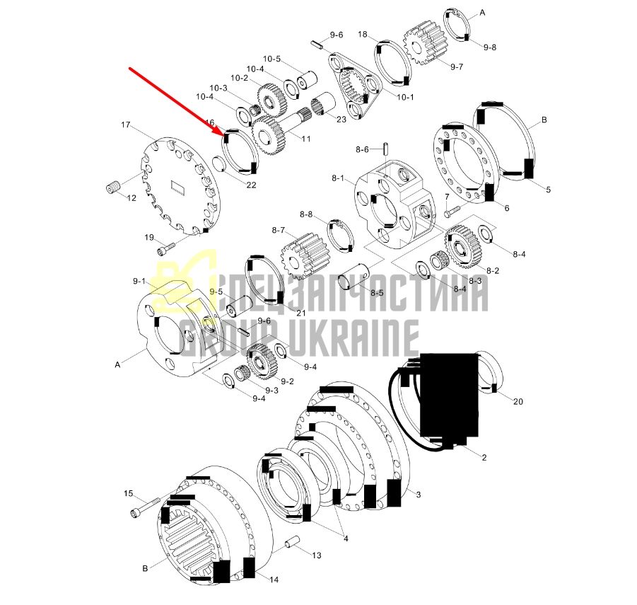 XKAQ-00208 Шайба упорная в редуктор хода Hyundai R210