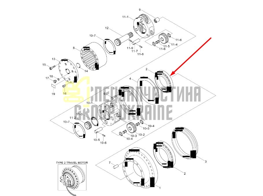 XKAQ-00218 Подшипник редуктора хода Hyundai R210
