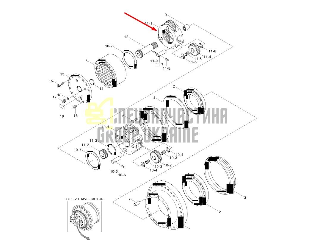XKAQ-00233 Водило в сборе Hyundai R180LC-9