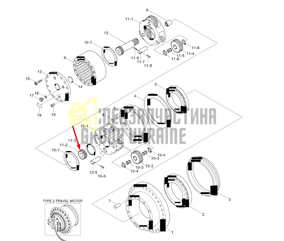 XKAQ-00235 Солнечная шестерня в бортовой редуктор Hyundai R180LC-9