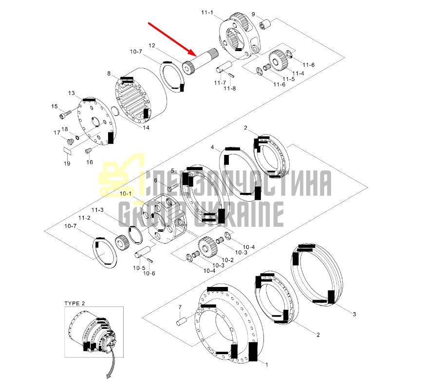 XKAQ-00242 Вал главной передачи HYUNDAI R140