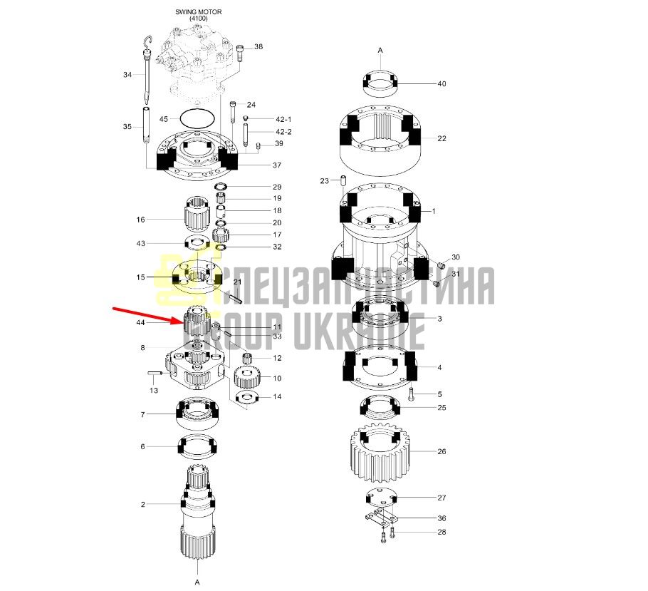 XKAQ-00252 Солнечная шестерня Hyundai R360, R370
