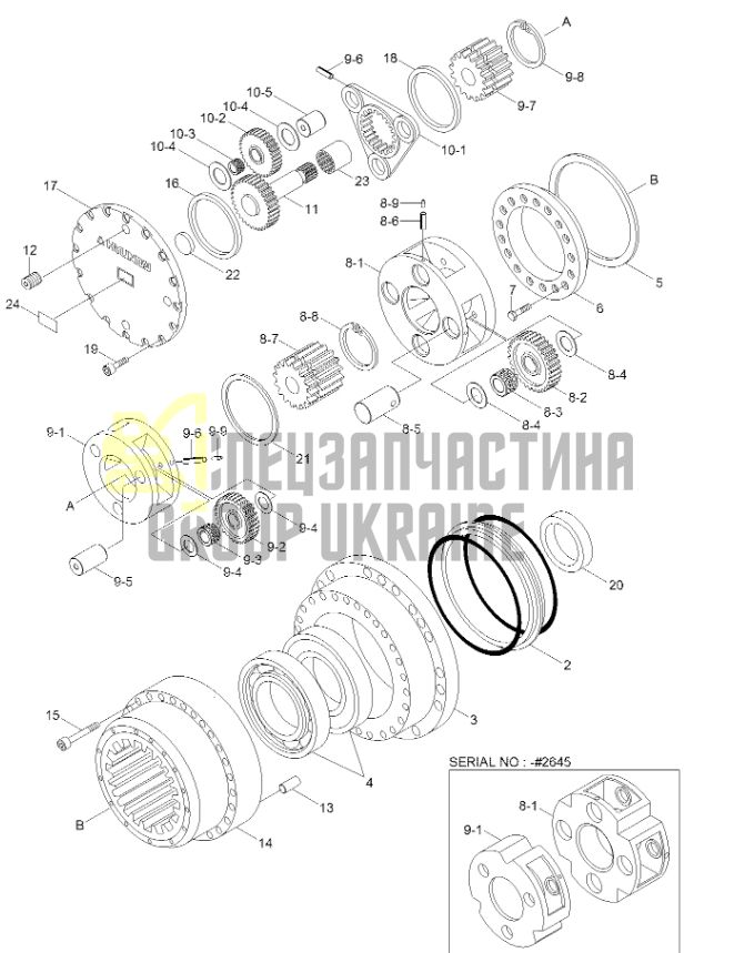 XKAQ-00400 Водило в сборе первой ступени Hyundai R290, R320, R290-7, R320-7