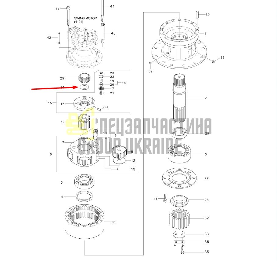 XKAQ-00447 Шайба проставка Hyundai R290LC-9, R300LC-9S, R330LC-9S