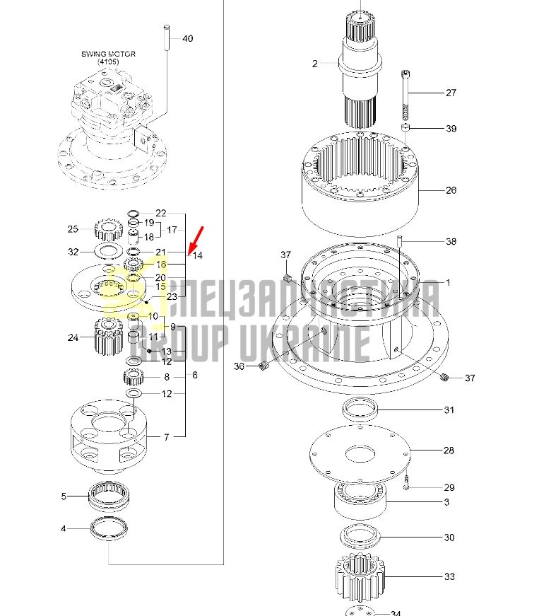 XKAQ-00473 Водило сателлитов у сборе Hyundai R290LC-9, R300LC-9S, R330LC-9S