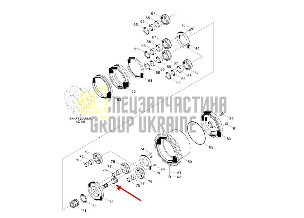 XKAY-00404 Вал редуктора хода Hyundai