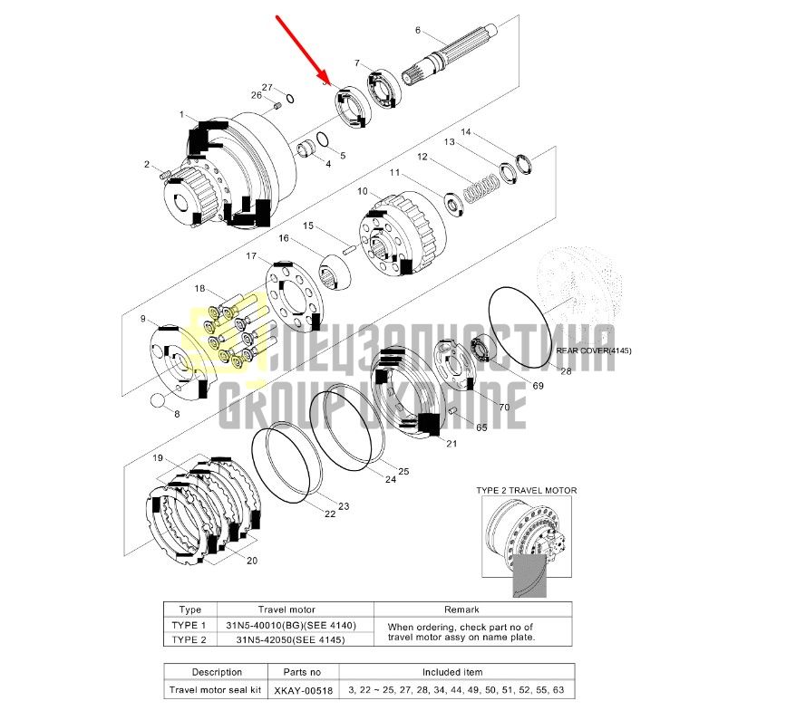 2180-7136 Сальник  гидромотора редуктора хода экскаватора DOOSAN SOLAR 420LC-V