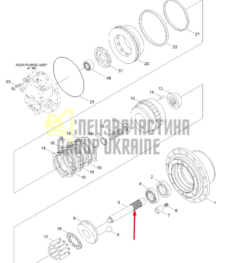 XKAY-01835 Вал гидромотора хода Hyundai R140