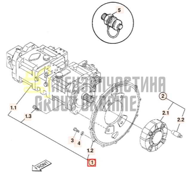 JCB 215/11480 Насос гидравлический в сборе Kawasaki K3V112DT