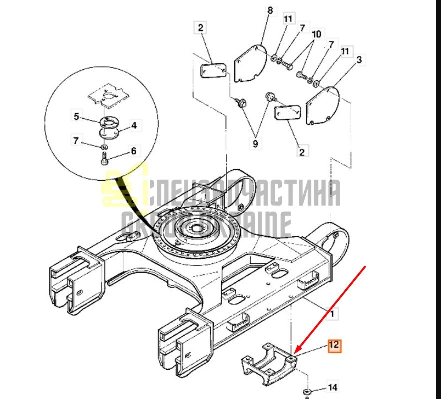 JCB 331/22432 Направляющая гусеничной цепи низ