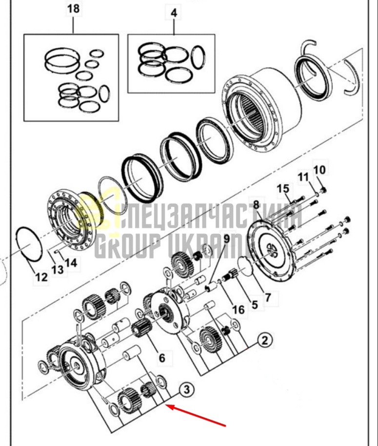 332/E5628 Первая планетарная передача JCB JS115 AUTO