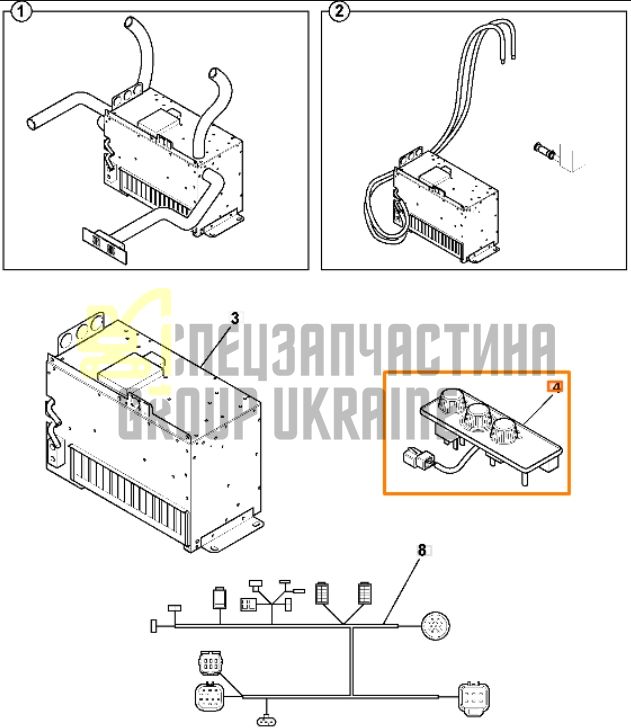 JCB 332/K4896 Панель управления печки в сборе JS130, JS160