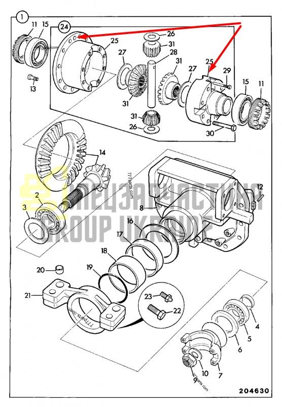 448/42300 Корпус дифференциала JCB 3CX, 4CX