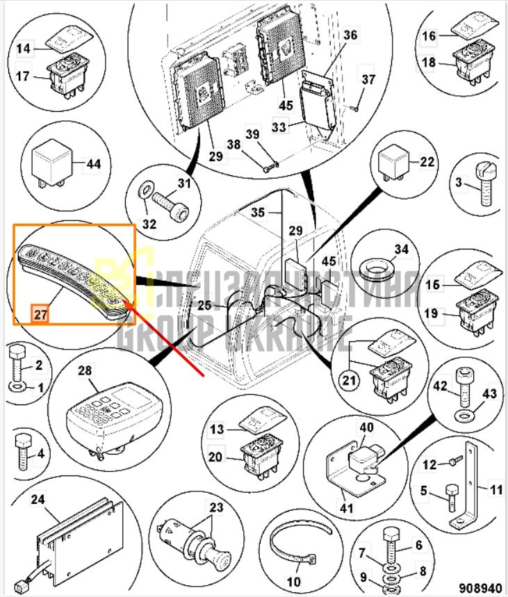 JCB 701/80544 Панель приборов для JS160W