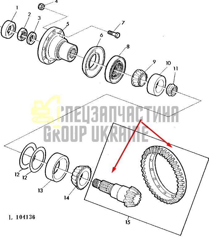 John Deere AL38032 Главная (коническая) пара Z=19/42