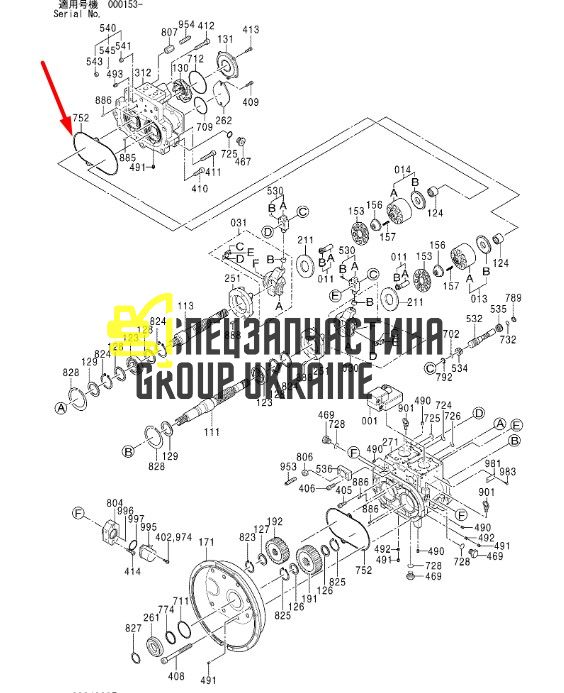 Прокладка корпус-центральная секция гидравлического насоса Kawasaki K5V200 0820439 Hitachi