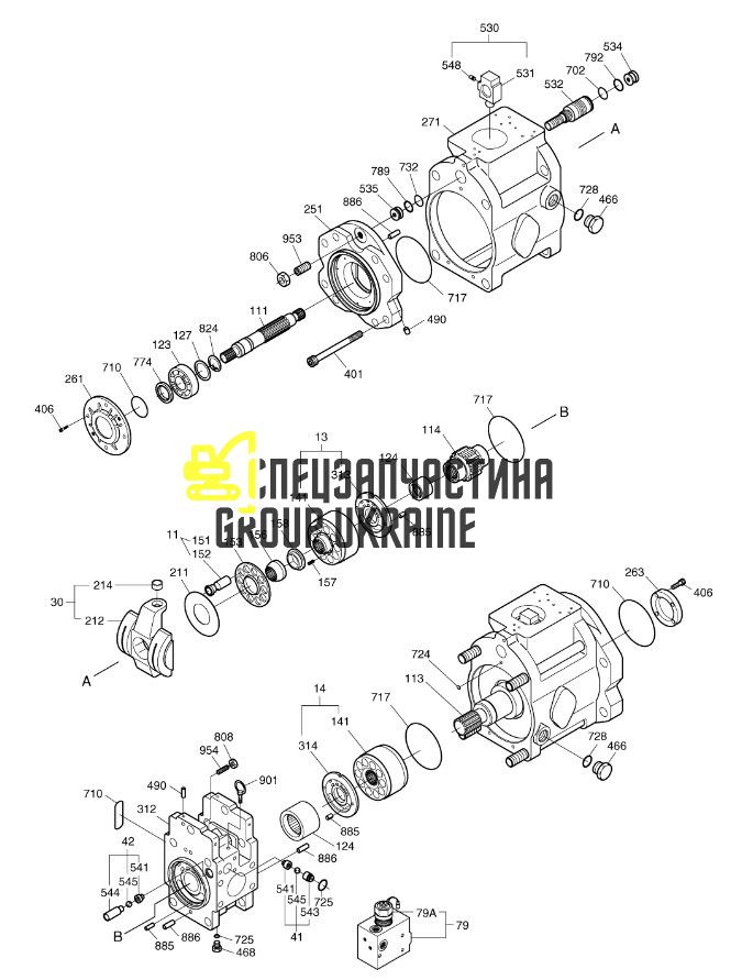 Крышка гидравлического насоса Kawasaki K3V112DTP 129993 Handok
