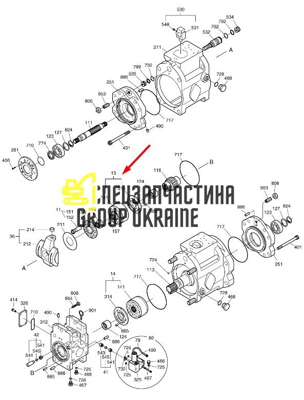 Блок и Распределительная шайба R Kawasaki K5V140 2924370-0668 Doosan