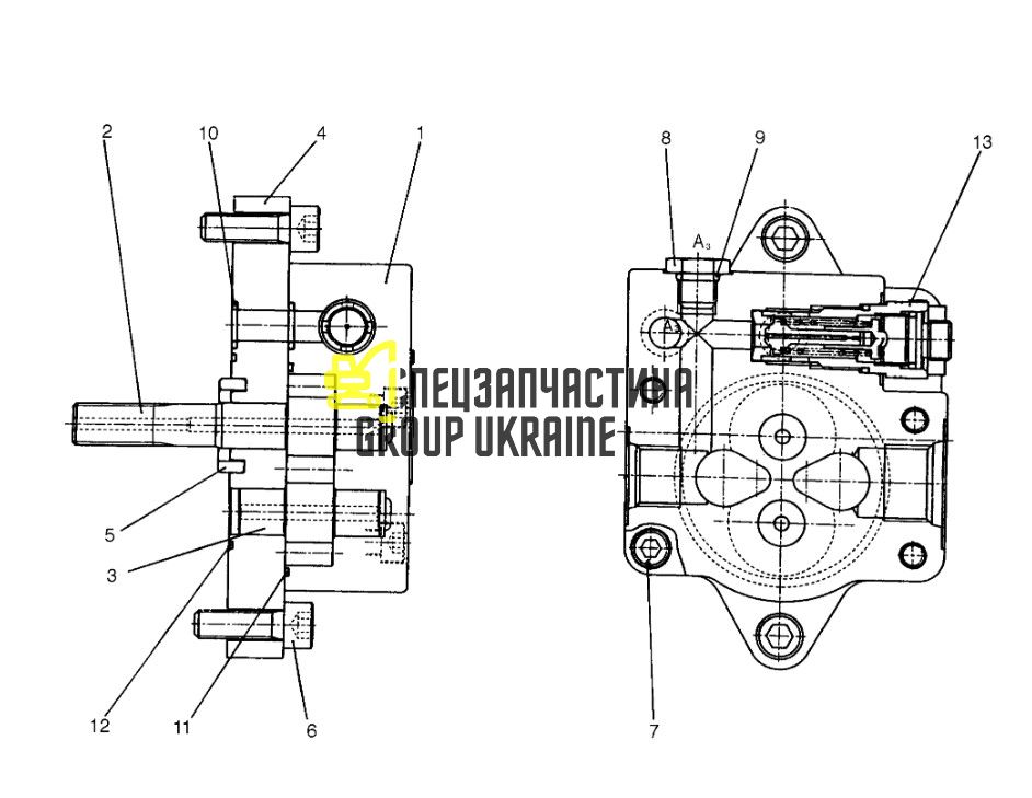 Насос шестеренчатый Kawasaki K3V112DT KAGEAP2B13T Handok
