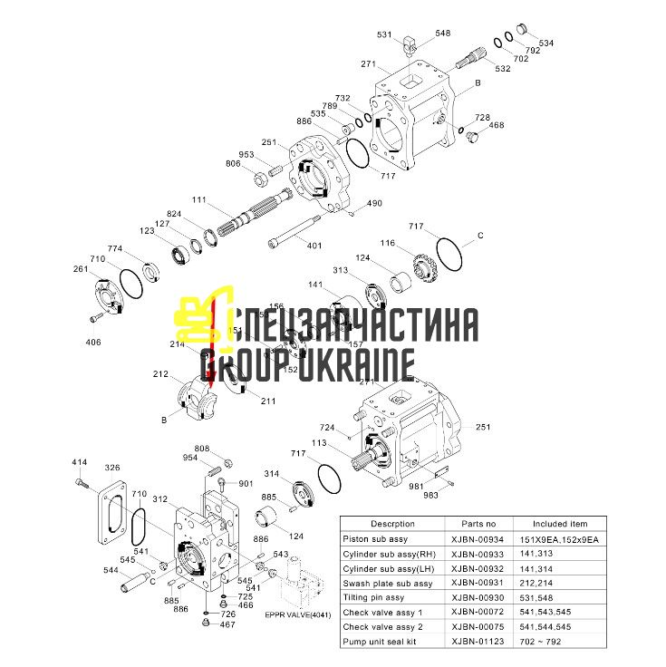 Поворотная плита + суппорт Kawasaki K3V112 XJBN-00069 Handok
