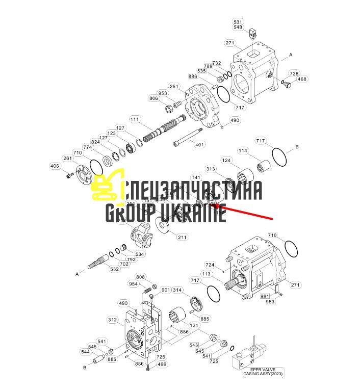 Пружина блока цилиндров Kawasaki K3V XJBN-00084 Handok