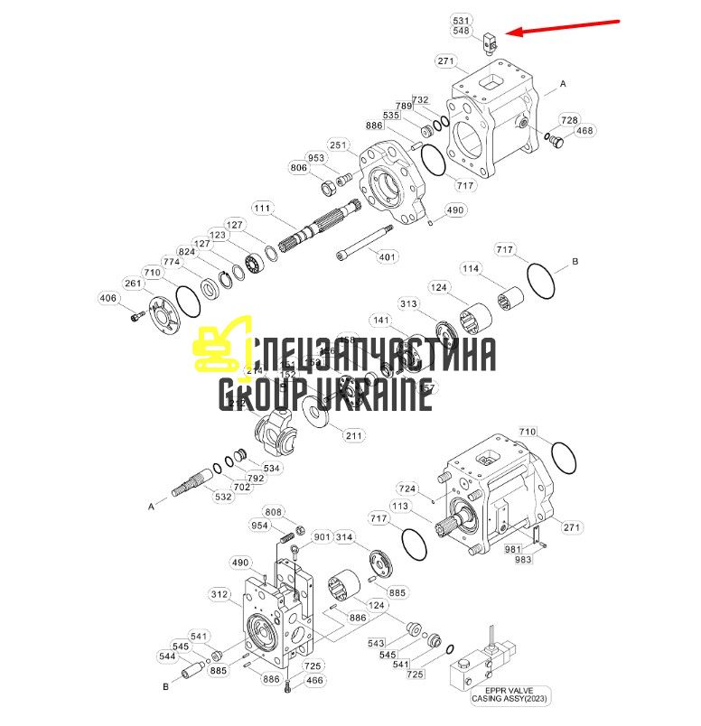 Палец серво-поршня Kawasaki K3V112DT XJBN-00366 Handok