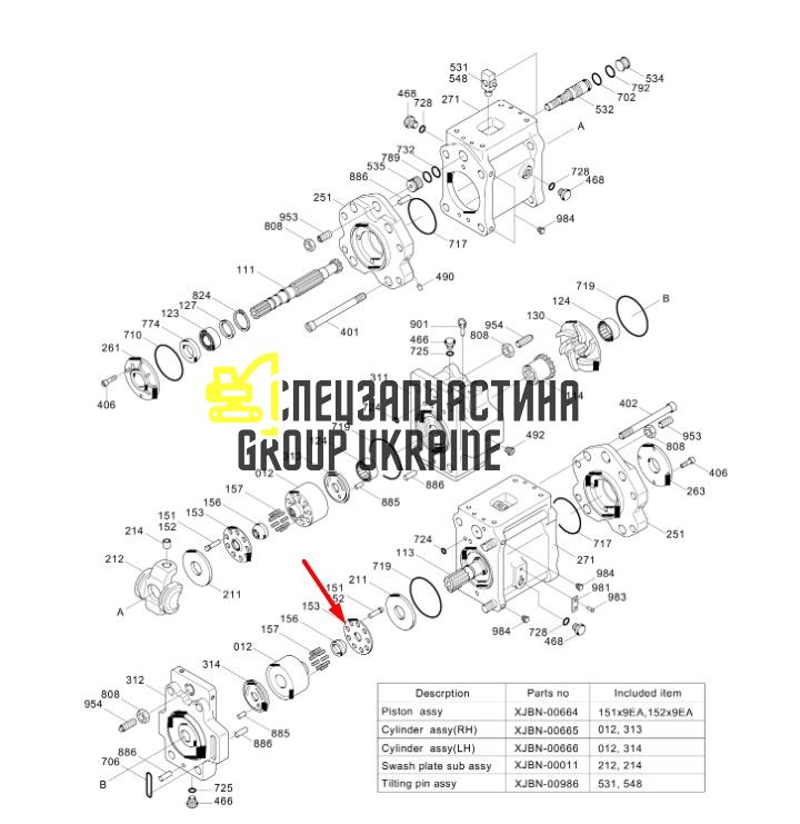 Пластина прижимная Kawasaki K5V200 XJBN-00683 Handok