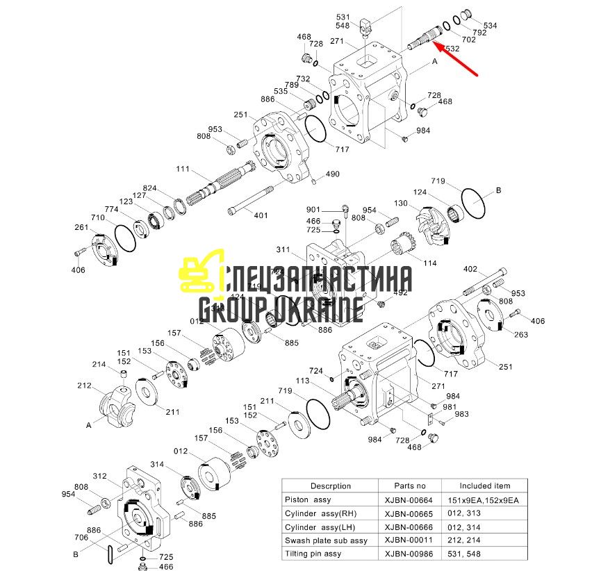 Серво-поршень Kawasaki K5V200 XJBN-00703 Handok