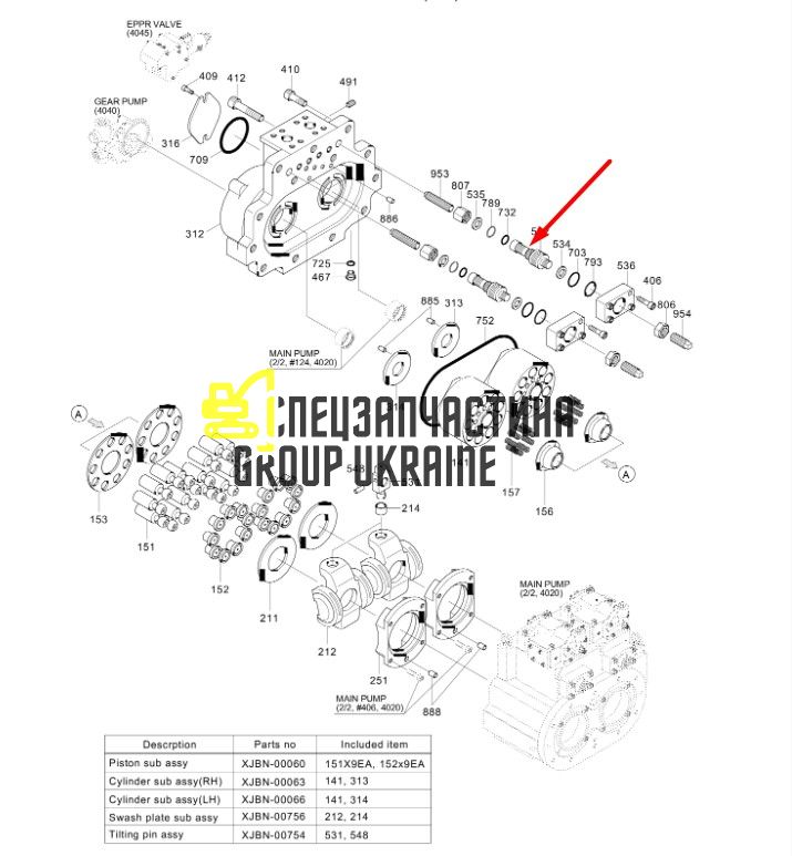 Серво-поршень Kawasaki K3V112DP XJBN-00770 Handok