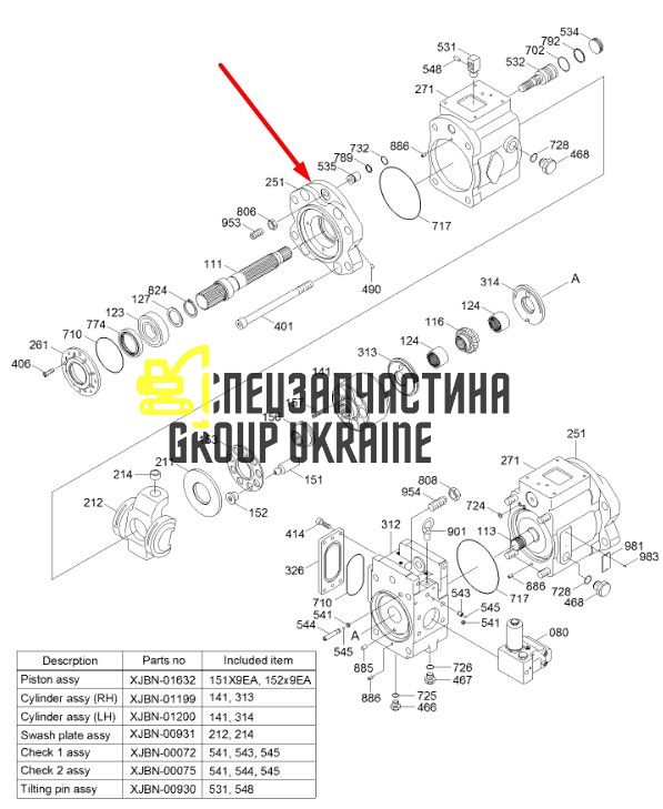 Поворотная пластина+опора Kawasaki K5V140 XJBN-00942 Handok