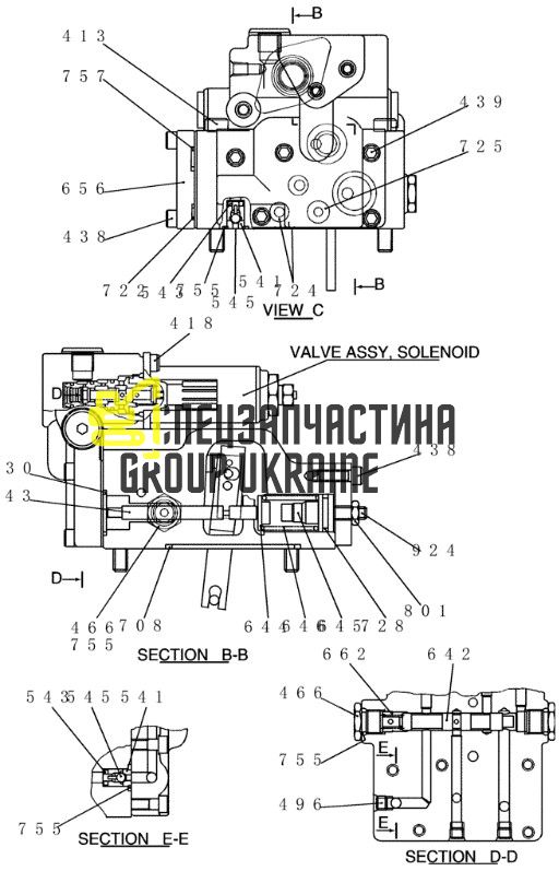 Регулятор гидравлического насоса Kawasaki YN10V01009F1 Handok