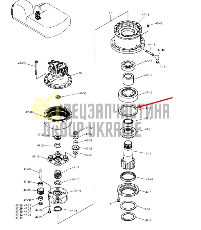 2418Z1448 (2418R599, 72213687, 77253507) Сальник редуктора поворота Kobelco SK330LC