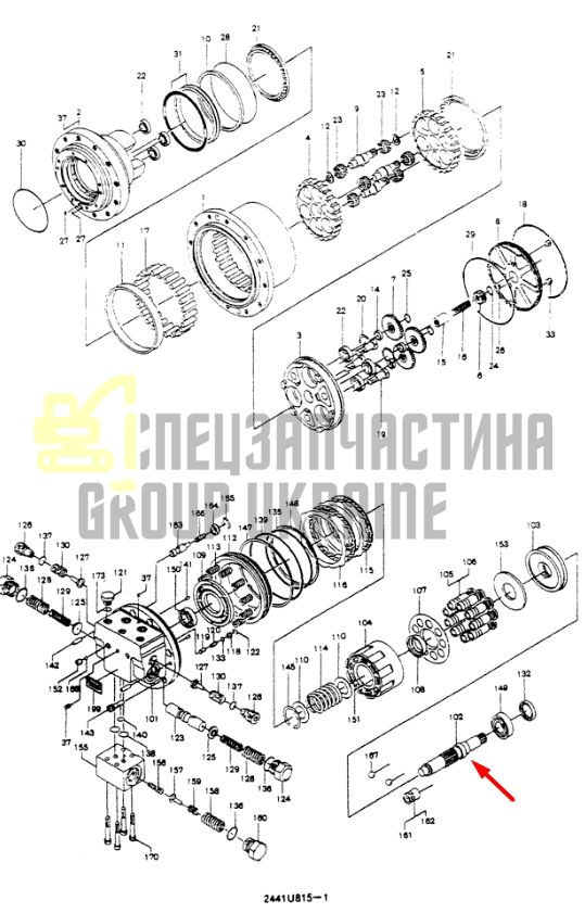 Центральный вал гидромотора хода для KOBELCO SK60 2441U815S102