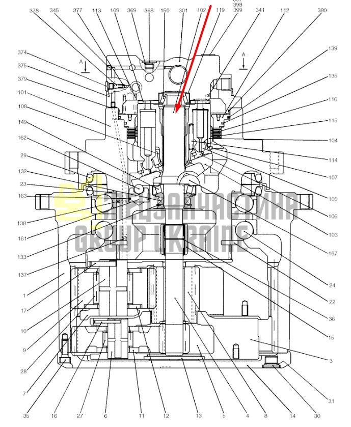 YN15V00037S102 Приводной Вал (большой) Kobelco SK200-8, E215B
